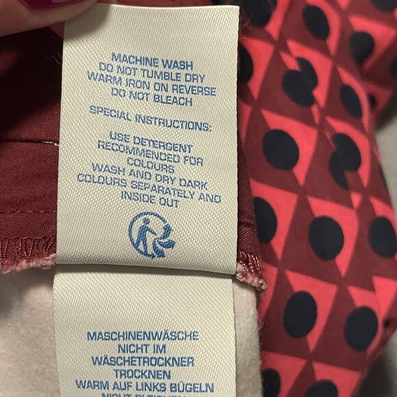 Boden Pants Womens 10R Red Black Geometric Print Stretch Cotton Casual Trousers - Picture 5 of 10